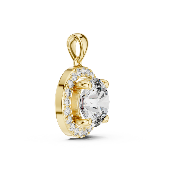 3.22ct TW Round Lab-Grown Diamond Halo Pendant Necklace