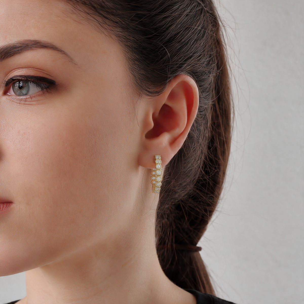 0.70ct TW Round Lab-Grown Diamond Bezel Hoop Earrings