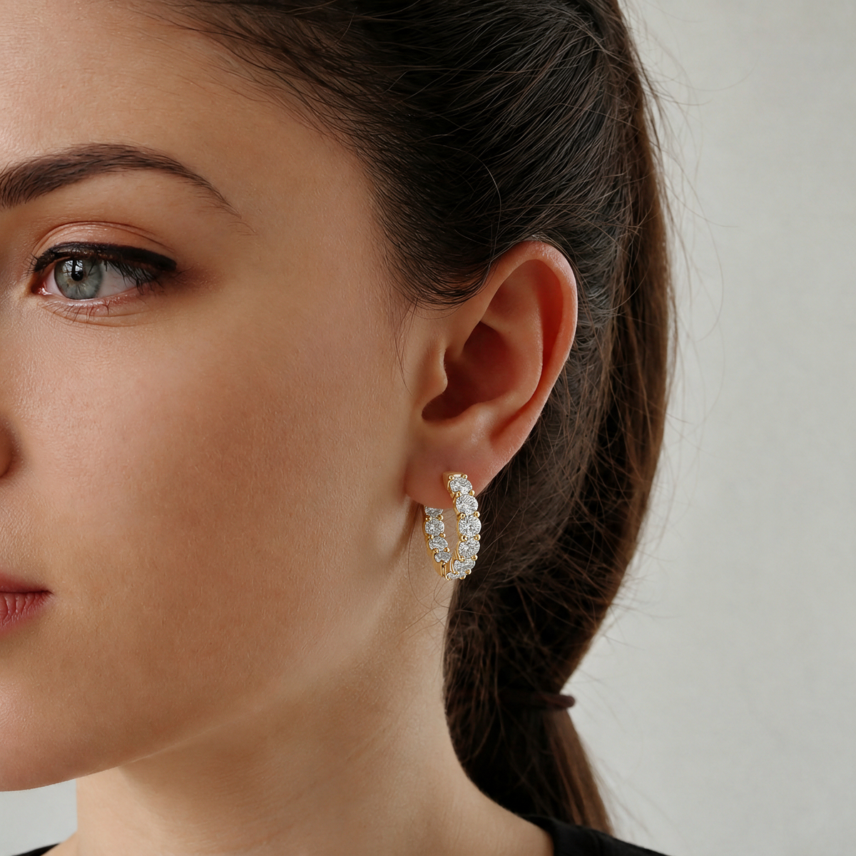1.60ct TW Round Lab-Grown Diamond Hoop Earrings