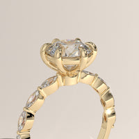 Yellow Gold 2ct Round Lab-Grown Diamond Engagement Ring with Marquise Diamond Band – Olive, view 2 — Verasah