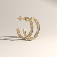 Yellow Gold 1.6ct TW Round Lab-Grown Diamond Twist Hoop Earrings – Jess, view 4 — Verasah