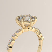 Yellow Gold 2ct Round Lab-Grown Diamond Engagement Ring with Marquise & Round Side Stones – Ayla, view 2 — Verasah