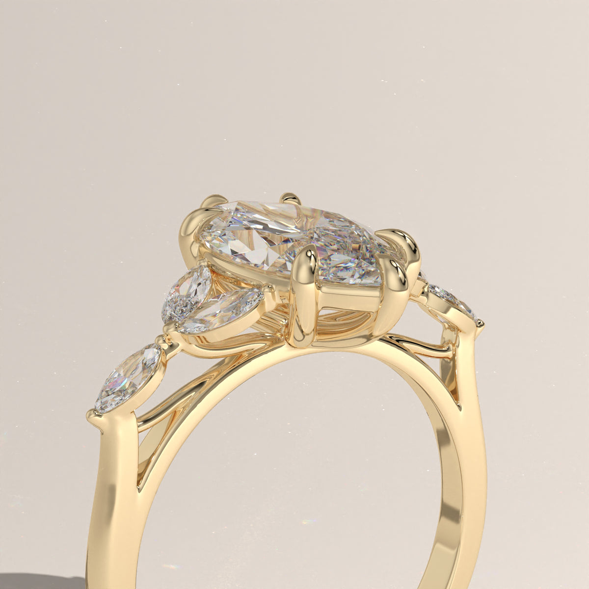 2ct Marquise Lab-Grown Diamond Engagement Ring with Marquise Side Stones – Vera