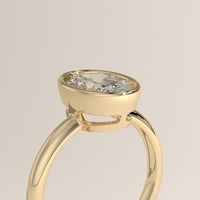 Yellow Gold 2.3ct oval lab grown diamond bezel set solitaire ring, view 4 — Verasah