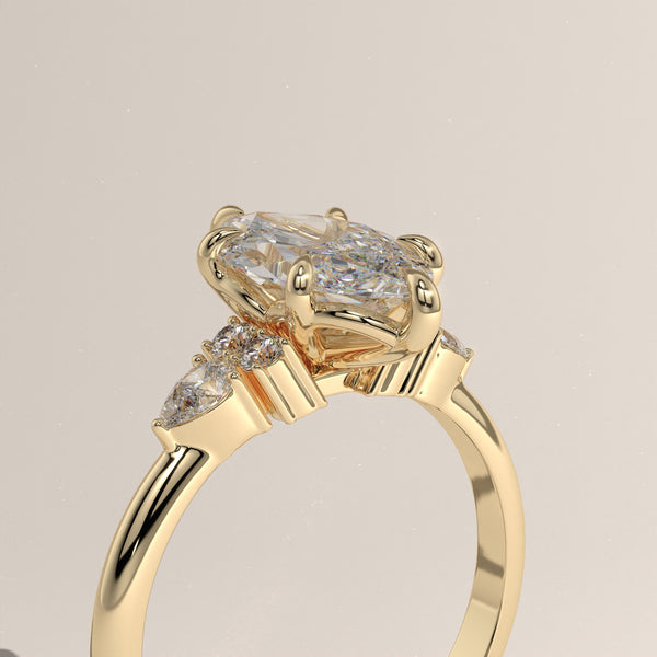 2ct Marquise Lab-Grown Diamond Engagement Ring with Pear Side Stones – Cora