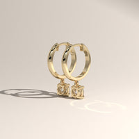 Yellow Gold 0.90ct TW Round Lab-Grown Diamond Drop Huggie Earrings – Lucia, view 4 — Verasah