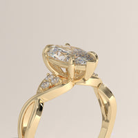 Yellow Gold 2.13ct Marquise Lab-Grown Diamond Twist Band Engagement Ring – Ivy, view 2 — Verasah