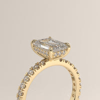 Yellow Gold 2ct Emerald Cut Lab-Grown Diamond Pavé Engagement Ring – Sloane, view 2 — Verasah