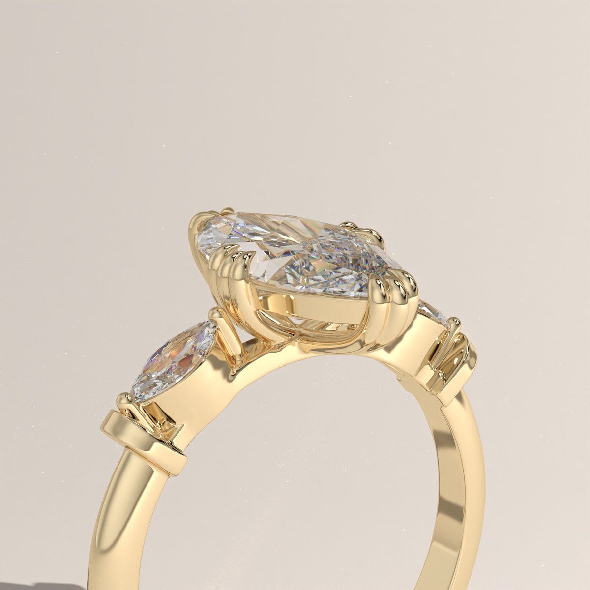 2ct Marquise Lab-Grown Diamond Three Stone Engagement Ring – Maha