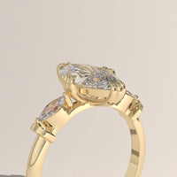 Yellow Gold 2.22ct Marquise Lab-Grown Diamond Three Stone Ring - Maha, view 2 — Verasah