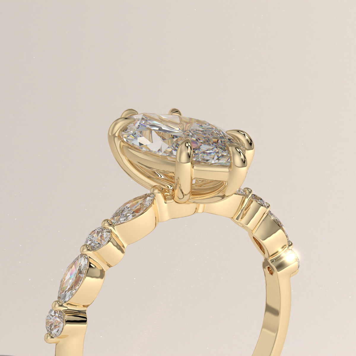 2ct Marquise Lab-Grown Diamond Five Stone Engagement Ring – Selene