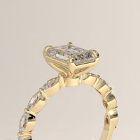 Yellow Gold 2ct Emerald Cut Lab-Grown Diamond Engagement Ring with Marquise Diamond Band – Sage, view 2 — Verasah
