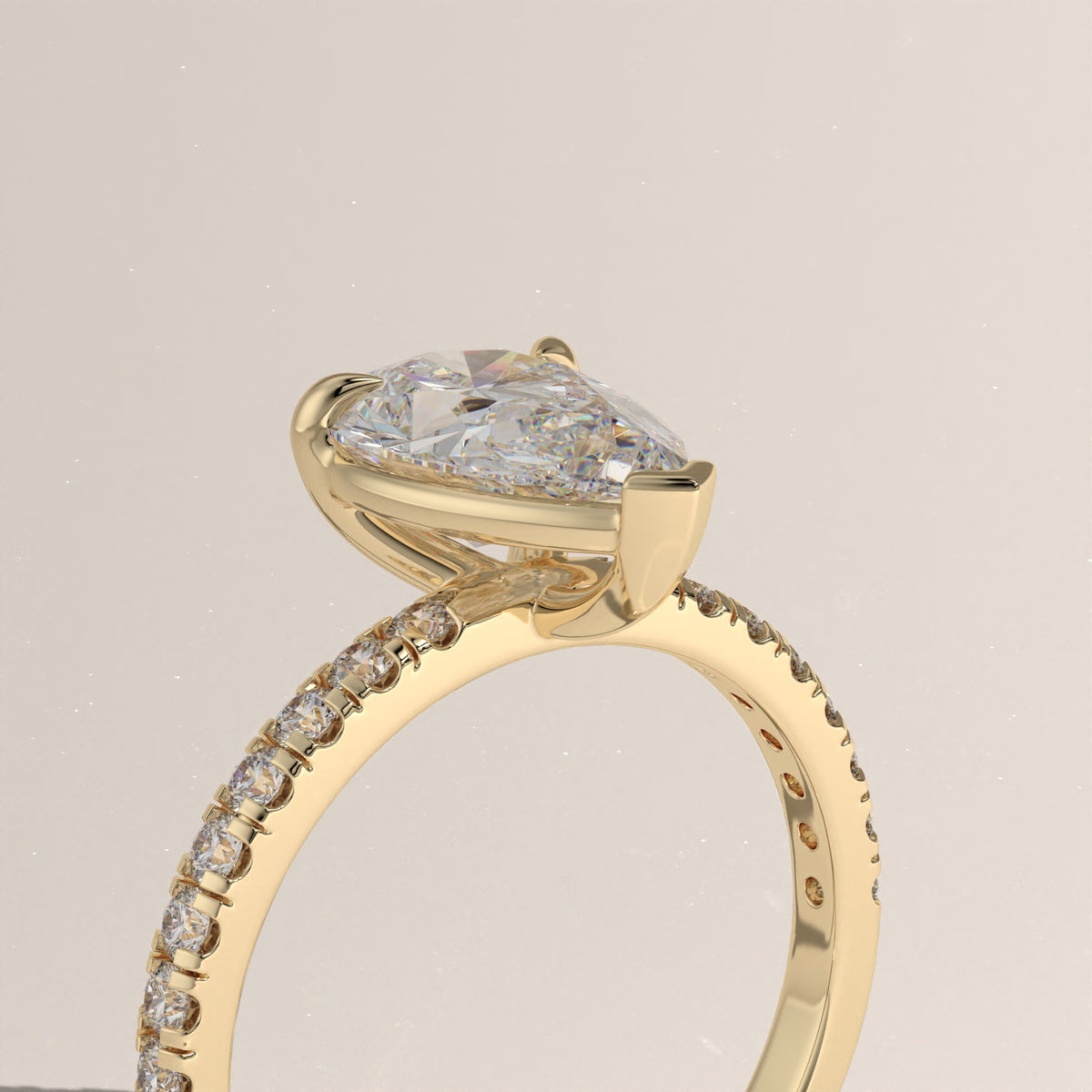 2ct Pear Lab-Grown Diamond Pavé Engagement Ring – Ines