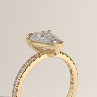 Yellow Gold 2ct Pear Lab-Grown Diamond Pavé Engagement Ring – Ines, view 2 — Verasah