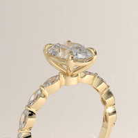 Yellow Gold 2ct Oval Lab-Grown Diamond Engagement Ring with Marquise Diamond Band – Laurel, view 2 — Verasah