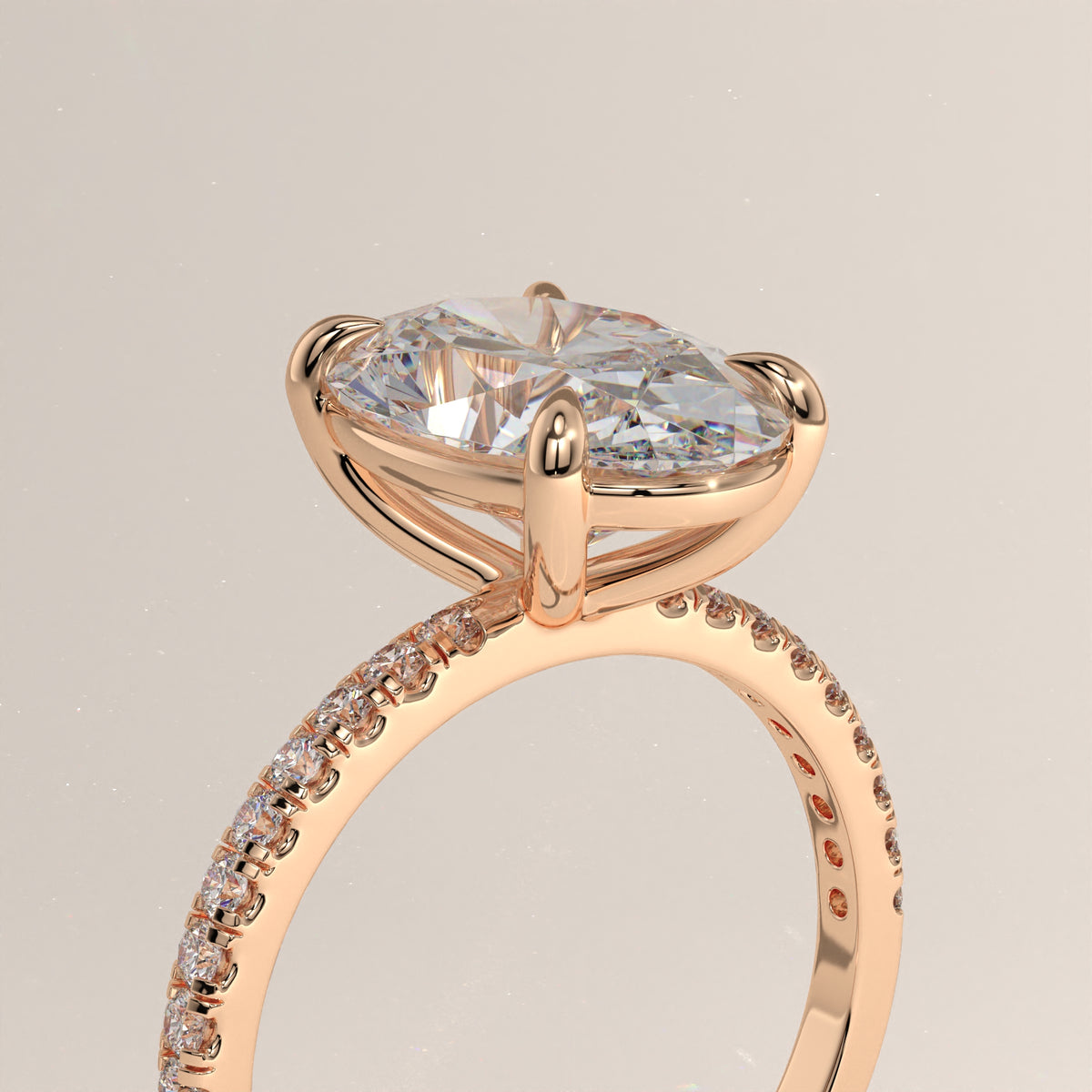 3.77ct Oval Lab-Grown Diamond Pavé Engagement Ring – Freya