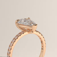 Rose Gold 2ct Pear Lab-Grown Diamond Pavé Engagement Ring – Ines, view 2 — Verasah