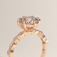 Rose Gold 2ct Round Lab-Grown Diamond Engagement Ring with Marquise & Round Side Stones – Ayla, view 2 — Verasah