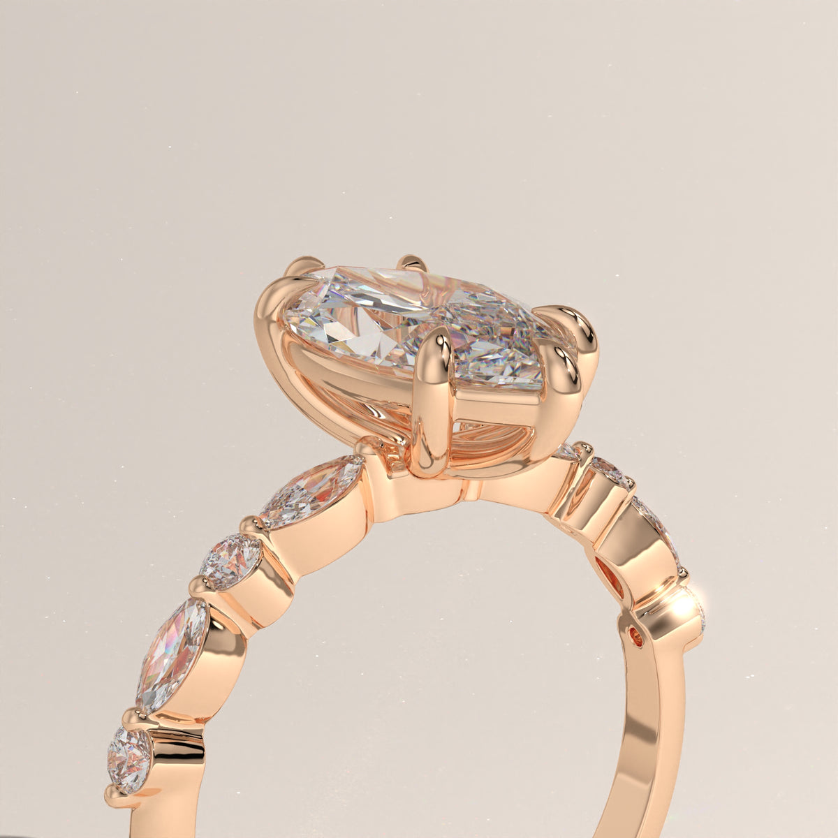 2ct Marquise Lab-Grown Diamond Five Stone Engagement Ring – Selene