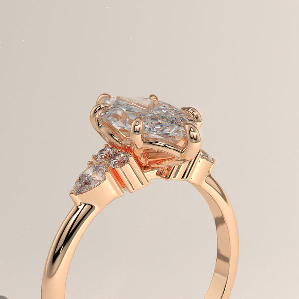 2ct Marquise Lab-Grown Diamond Engagement Ring with Pear Side Stones – Cora