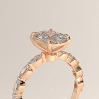 Rose Gold 3ct Cushion Cut Lab-Grown Diamond Engagement Ring with Marquise Diamond Band – Fern, view 2 — Verasah