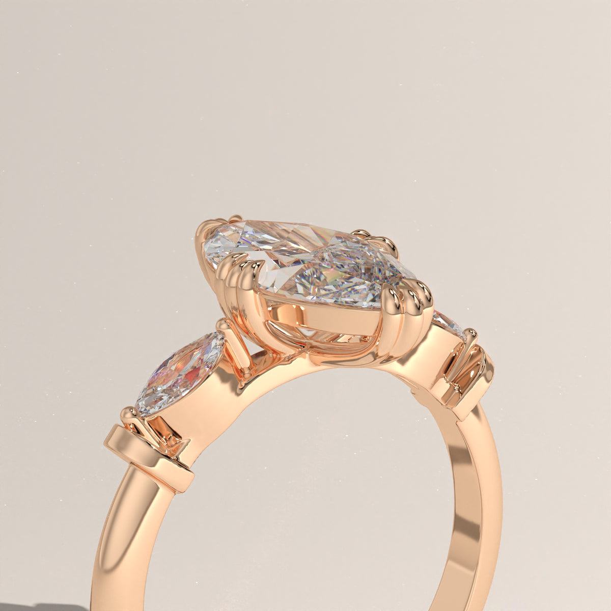 2ct Marquise Lab-Grown Diamond Three Stone Engagement Ring – Maha