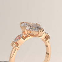 Rose Gold 2.22ct Marquise Lab-Grown Diamond Three Stone Ring - Maha, view 2 — Verasah