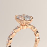 Rose Gold 2ct Oval Lab-Grown Diamond Engagement Ring with Marquise Diamond Band – Laurel, view 2 — Verasah