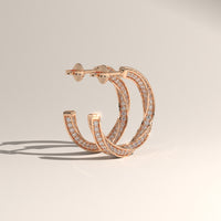 Rose Gold 1.6ct TW Round Lab-Grown Diamond Twist Hoop Earrings – Jess, view 4 — Verasah