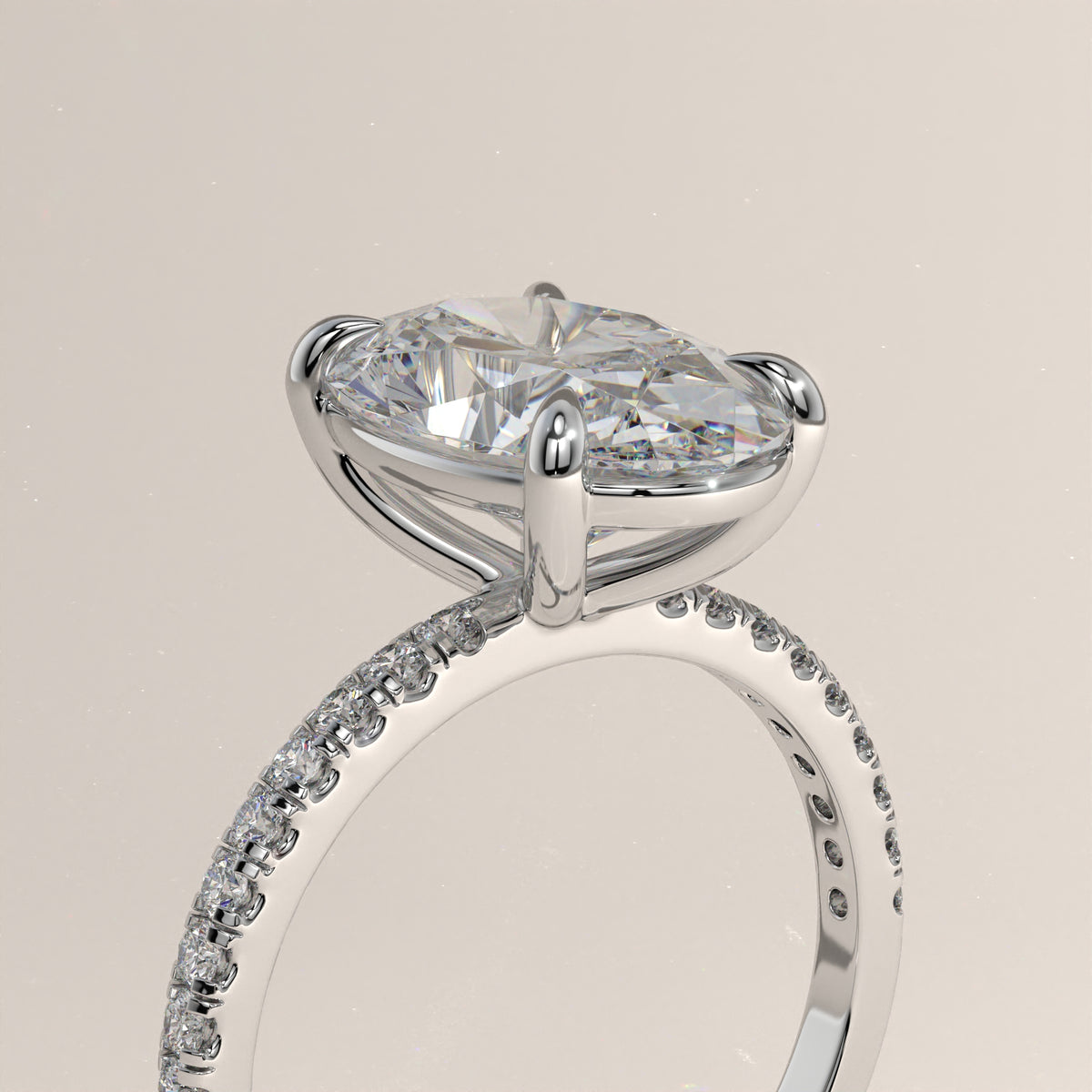 3.77ct Oval Lab-Grown Diamond Pavé Engagement Ring – Freya