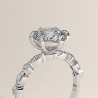White Gold 2ct Round Lab-Grown Diamond Engagement Ring with Marquise & Round Side Stones – Ayla, view 2 — Verasah
