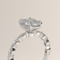 White Gold 2ct Oval Lab-Grown Diamond Engagement Ring with Marquise Diamond Band – Laurel, view 2 — Verasah