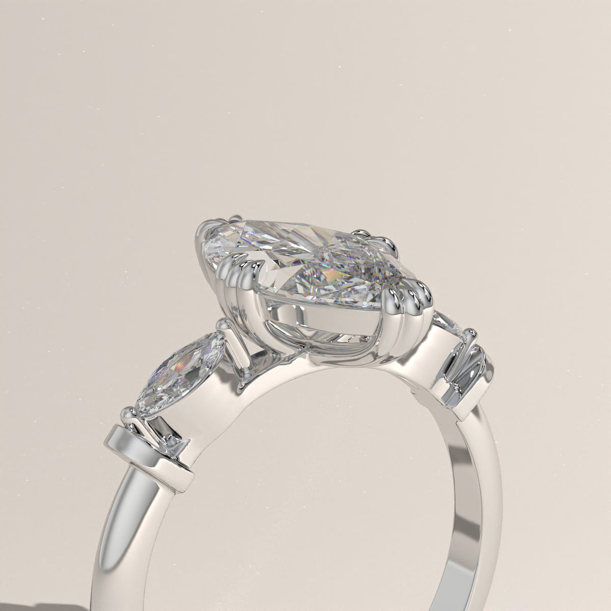 2ct Marquise Lab-Grown Diamond Three Stone Engagement Ring – Maha