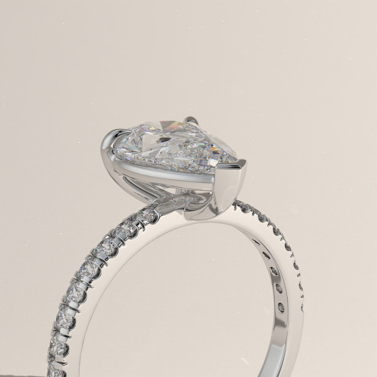 2ct Pear Lab-Grown Diamond Pavé Engagement Ring – Ines