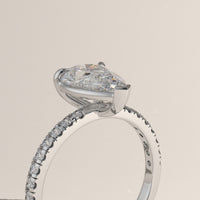 White Gold 2ct Pear Lab-Grown Diamond Pavé Engagement Ring – Ines, view 2 — Verasah