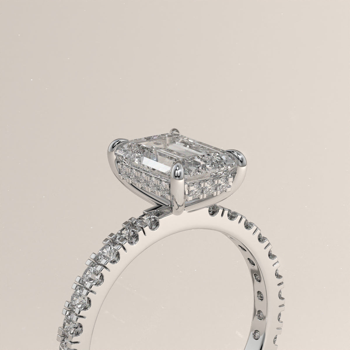 2ct Emerald Cut Lab-Grown Diamond Hidden Halo Pavé Engagement Ring – Sloane