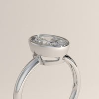 White Gold 2.3ct oval lab grown diamond bezel set solitaire ring, view 4 — Verasah