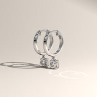 White Gold 0.90ct TW Round Lab-Grown Diamond Drop Huggie Earrings – Lucia, view 4 — Verasah