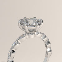 White Gold 2ct Round Lab-Grown Diamond Engagement Ring with Marquise Diamond Band – Olive, view 2 — Verasah