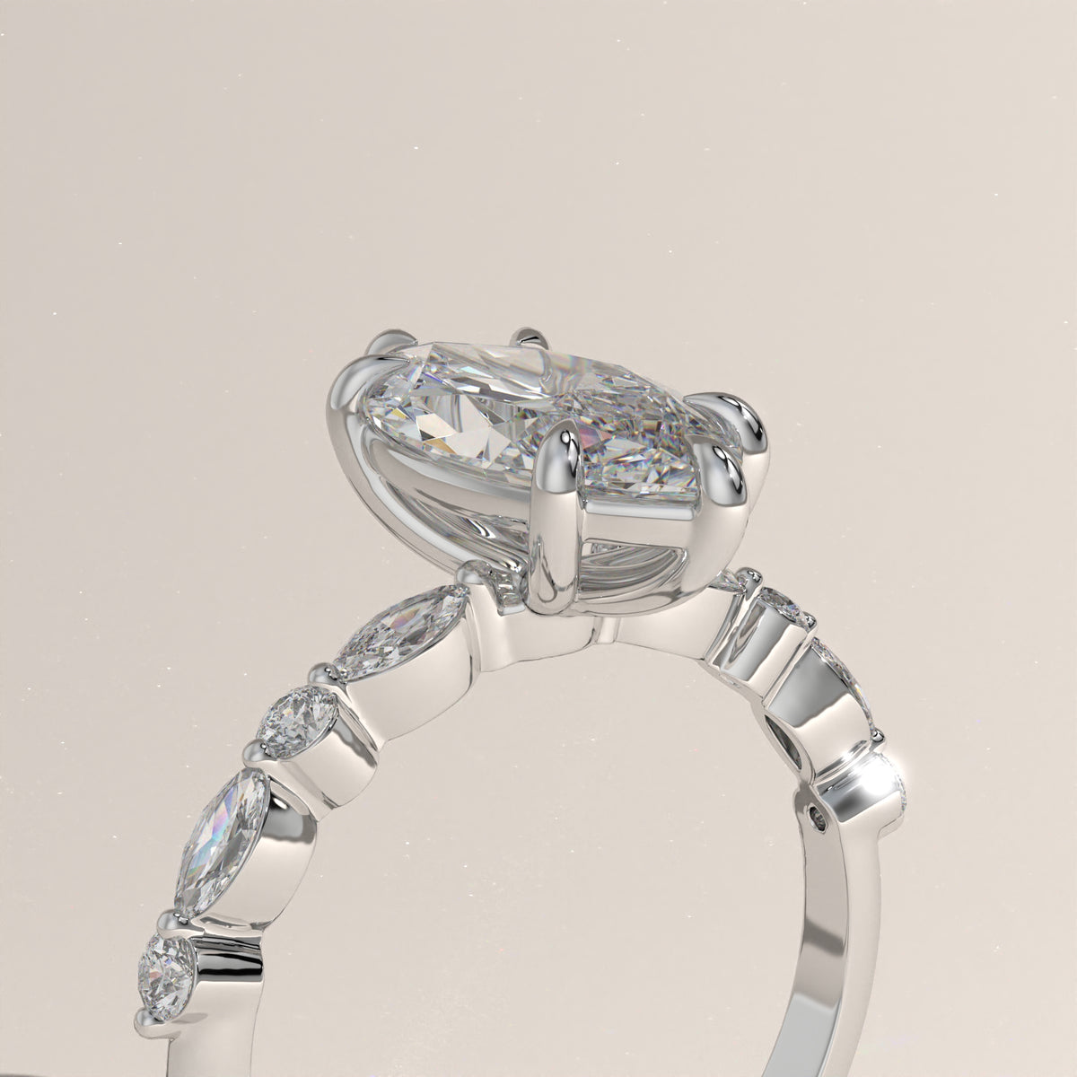 2ct Marquise Lab-Grown Diamond Five Stone Engagement Ring – Selene