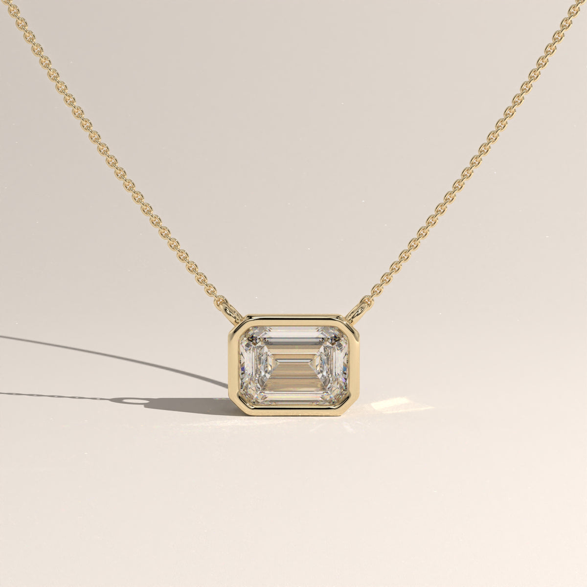 1ct Emerald Cut Lab-Grown Diamond Bezel Necklace – Harper