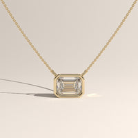 Yellow Gold 1ct Emerald Cut Lab-Grown Diamond Bezel Necklace – Harper — Verasah
