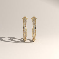Yellow Gold 1.6ct TW Round Lab-Grown Diamond Twist Hoop Earrings – Jess, view 2 — Verasah