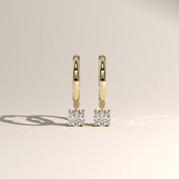 Yellow Gold 0.90ct TW Round Lab-Grown Diamond Drop Huggie Earrings – Lucia — Verasah