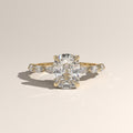 3ct Cushion Cut Lab-Grown Diamond Engagement Ring with Marquise Diamond Band – Fern