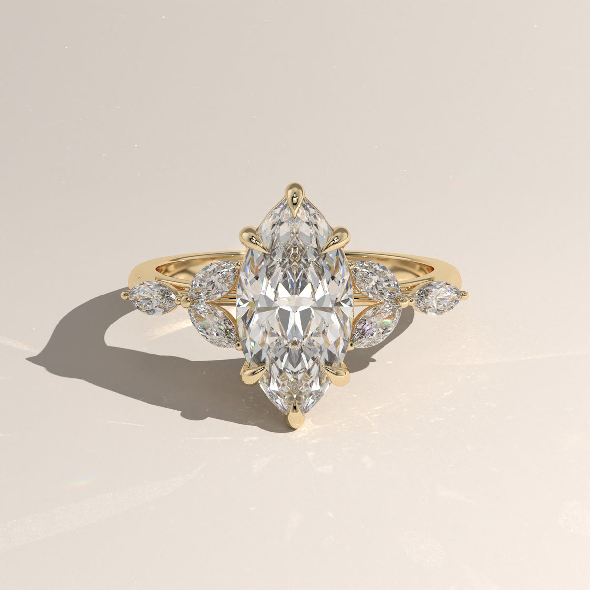 2ct Marquise Lab-Grown Diamond Engagement Ring with Marquise Side Stones – Vera