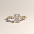 2ct Emerald Cut Lab-Grown Diamond Engagement Ring with Marquise & Round Side Stones – Ariel