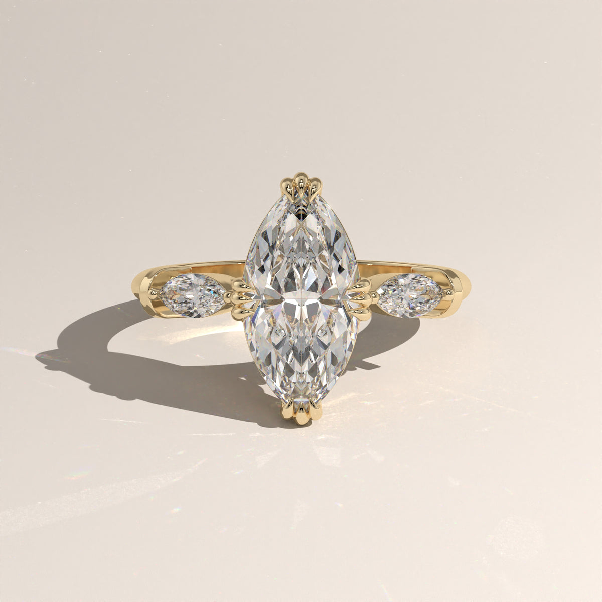 2ct Marquise Lab-Grown Diamond Three Stone Engagement Ring – Maha
