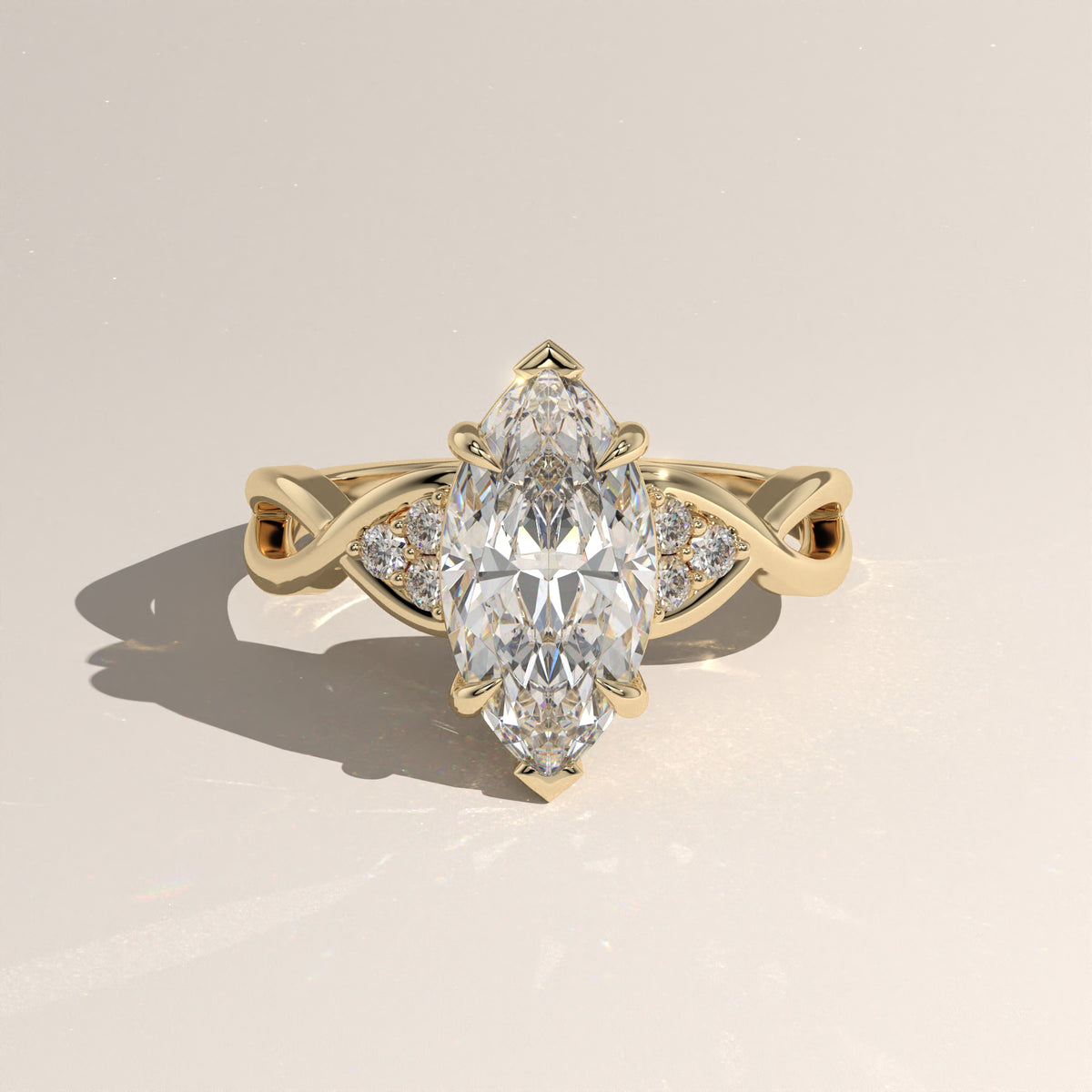 2ct Marquise Lab-Grown Diamond Twist Band Engagement Ring – Ivy