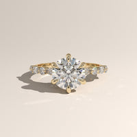 Yellow Gold 2ct Round Lab-Grown Diamond Engagement Ring with Marquise & Round Side Stones – Ayla — Verasah